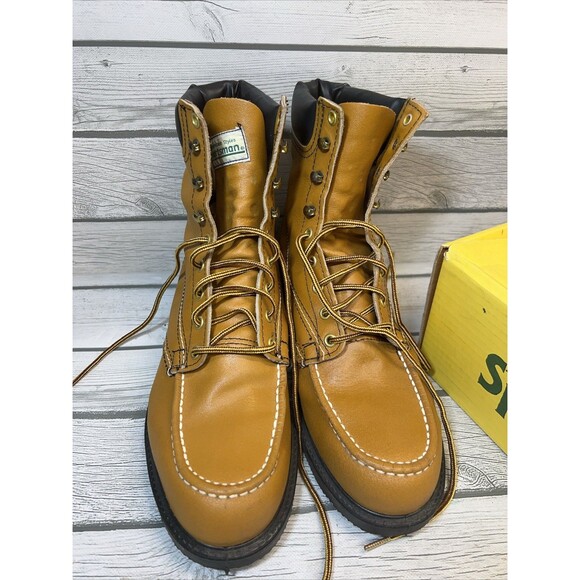 American sportsman Boots Mens Size 10 Vintage Brown Leather Lace Steel Toe Work - Picture 2 of 12